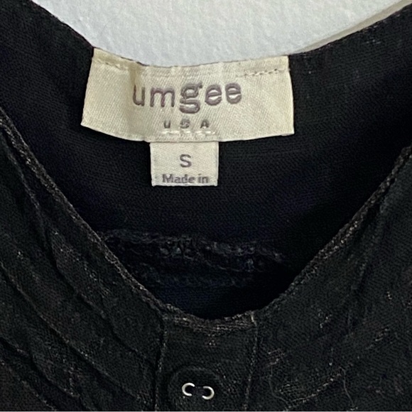 Umgee Black Acid Wash Linen Tank Top Blouse Spagetti Strap, Frayed Edge Small - Picture 4 of 7